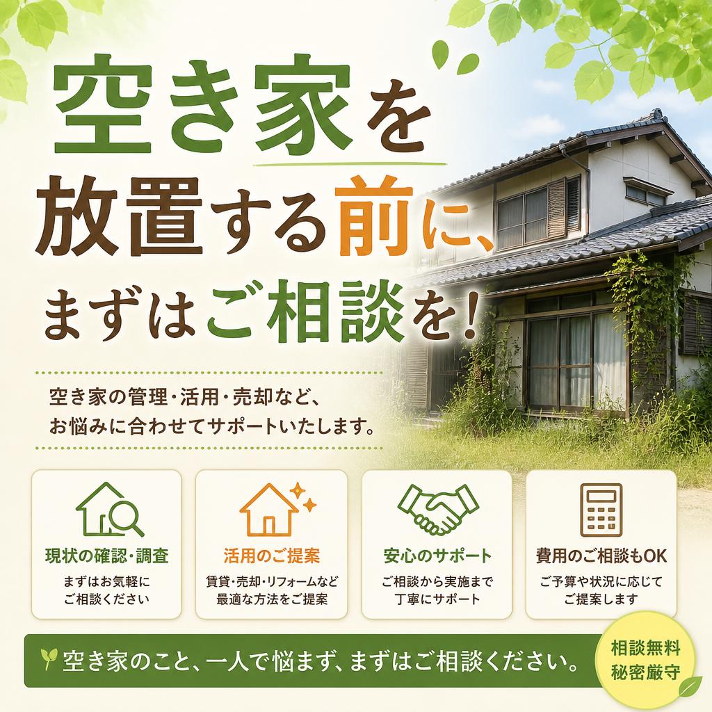 空き家を放置する前に、まずはご相談を！