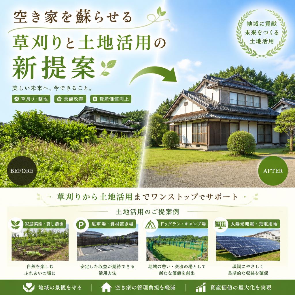 空き家を蘇らせる草刈りと土地活用の新提案