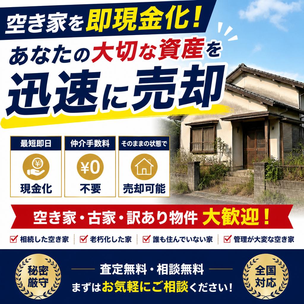空き家を即現金化！あなたの大切な資産を迅速に売却