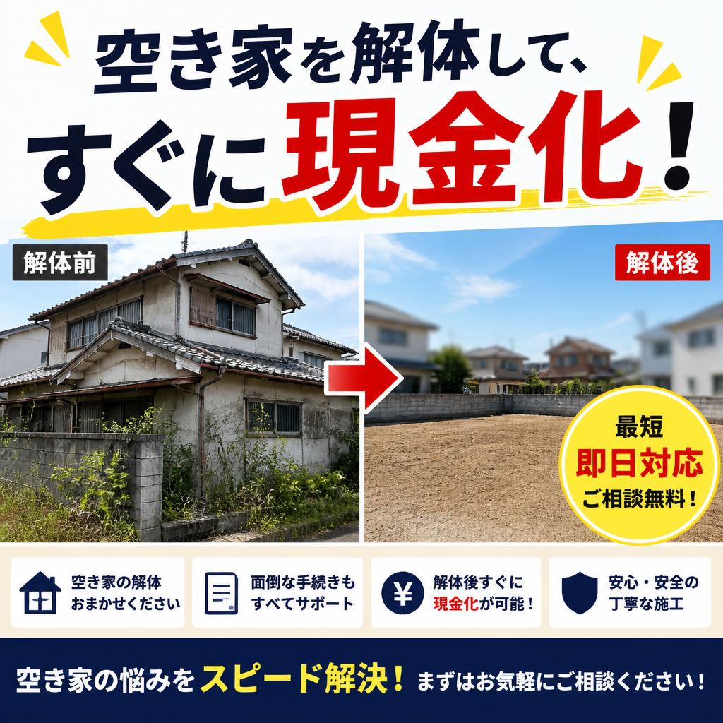 空き家を解体して、すぐに現金化！