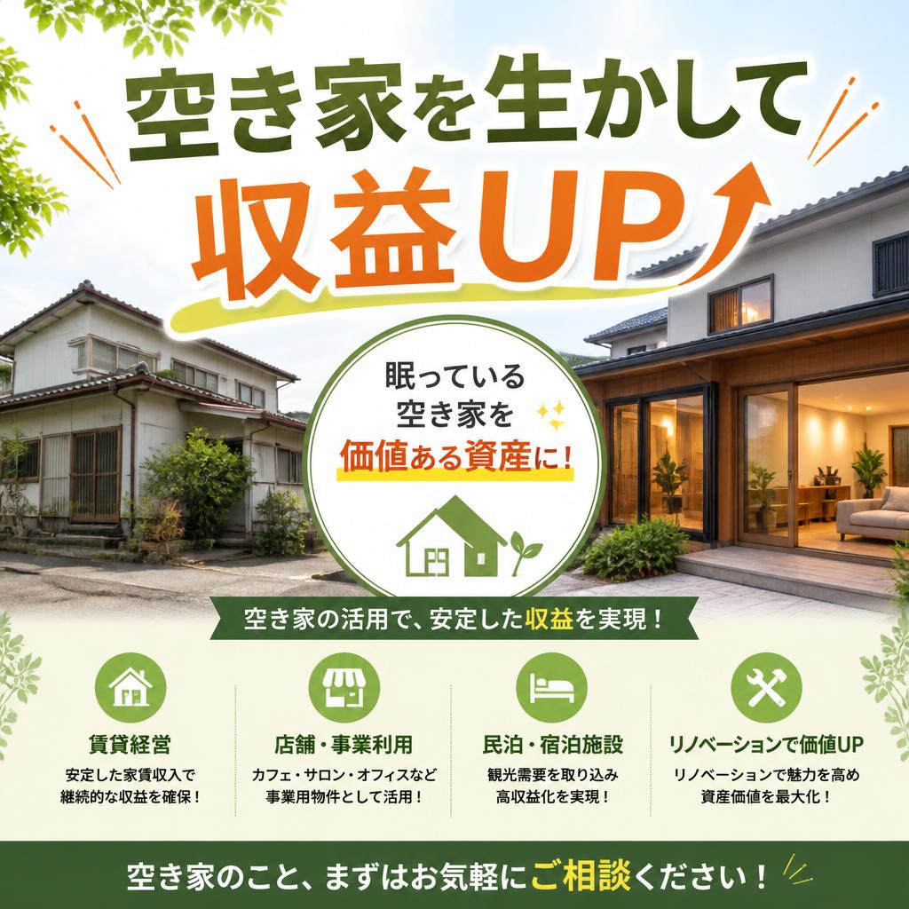 空き家を生かして収益UP！